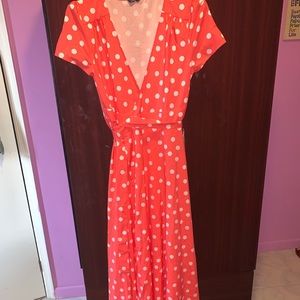 Orange and white polka dot dress